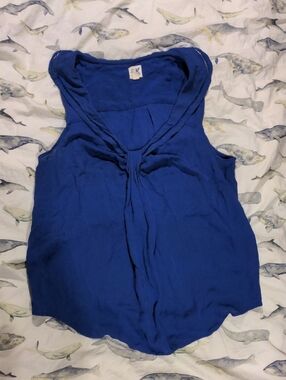 Edmé & Esyllte 100% Silk Royal Blue Sailor Collar Blouse Size 12
